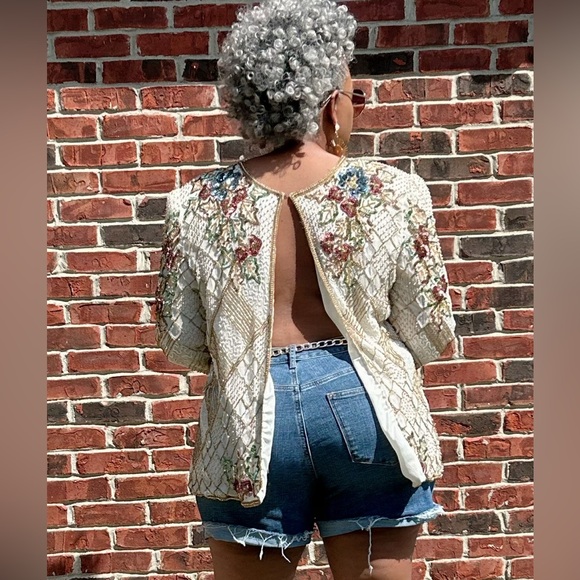 Vintage Beaded Sequin Dinner Jacket Size 2X - Picture 3 of 5